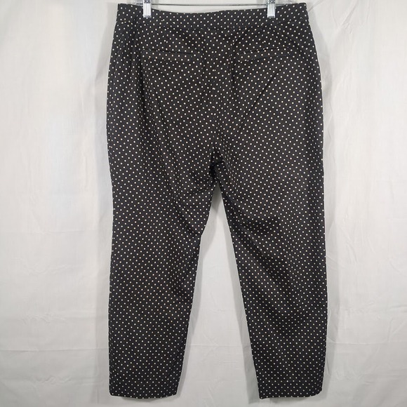 ELLEN TRACY 8 Cigarette Ankle Pants Black Tan Polka Dot Pull On Retro Vibe - Picture 3 of 5